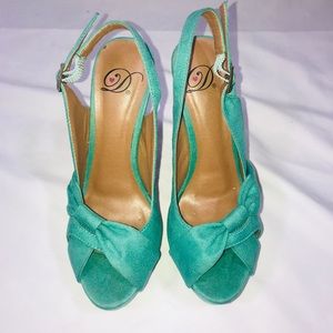 Teal platform heels